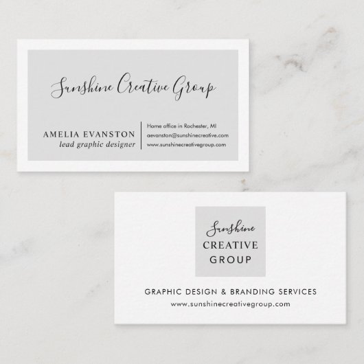 Moderne minimale lichte grijs visitekaartje (Voorkant / Achterkant)