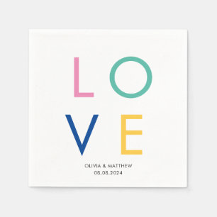 Moderne minimale LIEFDE bruiloft Servet