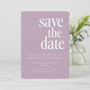 Moderne, minimale Lila, eenvoudige weddenschap Save The Date