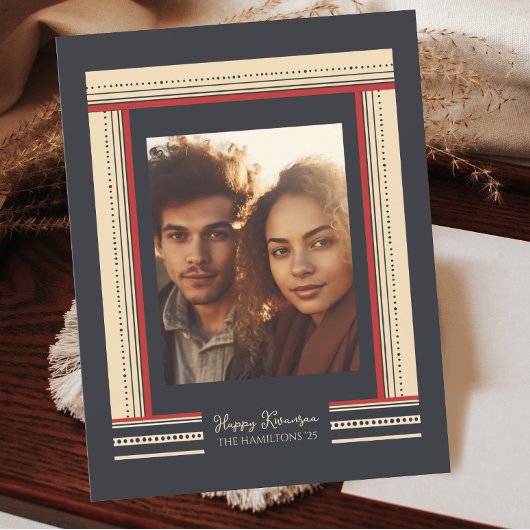 Moderne minimale lintgrens Kwanzaa Feestdagenkaart