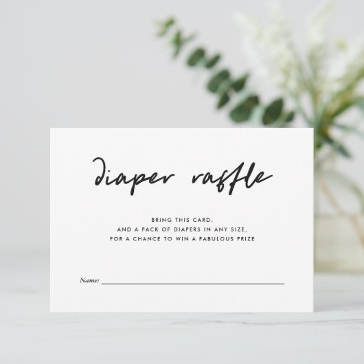 Moderne Minimale Luier Raffle Insert | Blauw Informatiekaartje (Staand voorkant)