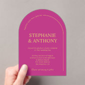 Moderne minimale magenta met wapenweddenschap acryl uitnodigingen (Insitu (Draagbaar))