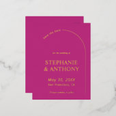 Moderne minimale magenta met wapenweddenschap folie uitnodiging briefkaart (Voorkant / Achterkant)