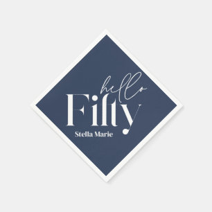 Moderne minimale marine blauw eenvoudige 50e verja servet