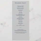Moderne minimale marine & grijze bruiloft ceremoni programma (Achterkant)