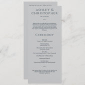 Moderne minimale marine & grijze bruiloft ceremoni programma (Voorkant / Achterkant)