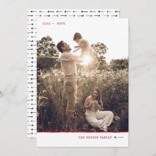 Moderne minimale markerHOPE helder rood-verticaal Feestdagenkaart (Voorkant / Achterkant)