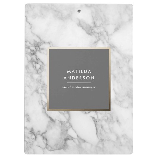 Moderne minimale marmer en goudgeometrische vormge klembord (Achterkant)