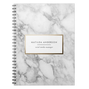 Moderne minimale marmer en goudgeometrische vormge notitieboek