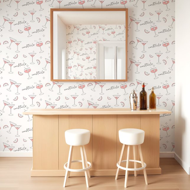 Moderne minimale Martini cocktails Lemon Slice Ret Behang (Modern Minimal Martini Cocktails Lemon Slice Retro Wallpaper)