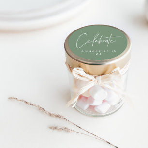 Moderne minimale meetkundige groene verjaardag ronde sticker