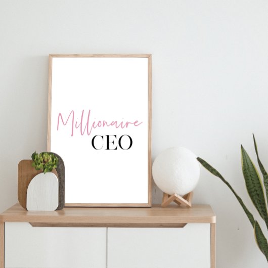 Moderne minimale militaire CEO | Roze en zwart Poster