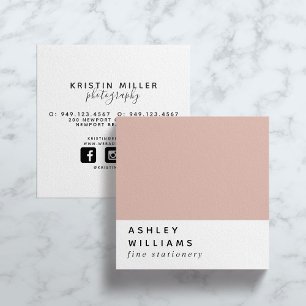 Moderne minimale Millenniale Blush Pink Social Med Vierkante Visitekaartje