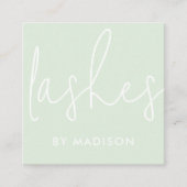 Moderne minimale Mint Green Script-streepjes Vierkante Visitekaartje (Voorkant)