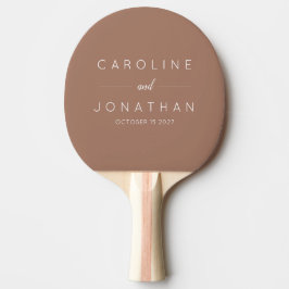 Moderne Minimale Mocha Bruin Aangepaste Trouwnamen Tafeltennisbatje