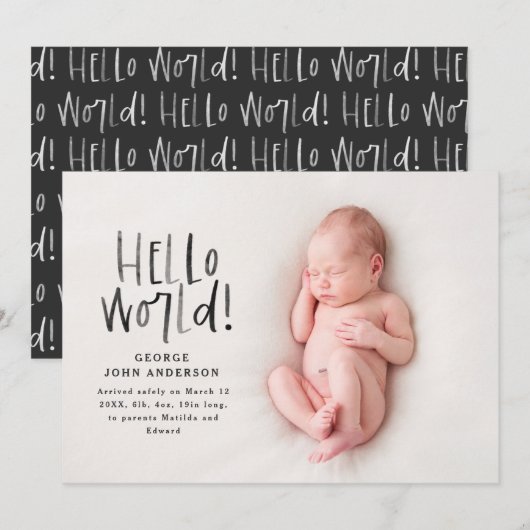 Moderne, minimale monochrome typografische foto aankondiging (Voorkant / Achterkant)