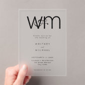 Moderne minimale monogram bruiloft acryl uitnodigingen (Insitu (Draagbaar))