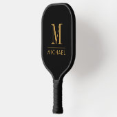 Moderne Minimale Monogram Gouden Naam Aangepast Zw Pickleball Paddle (Links)
