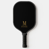 Moderne Minimale Monogram Gouden Naam Aangepast Zw Pickleball Paddle (Voorkant)