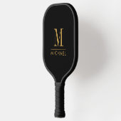 Moderne Minimale Monogram Gouden Naam Aangepast Zw Pickleball Paddle (Links)