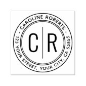 Moderne minimale monogram initialen retouradres  zelfinktende stempel (Design)