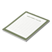 Moderne minimale monogram naam Olive Notitieblok (Gedraaid)