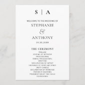 Moderne minimale monogram zwart en witbruiloft programma (Voorkant)