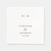 Moderne minimale monogram zwart en witbruiloft servet (Voorkant)