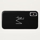 Moderne, minimale monogram zwart-wit Case-Mate iPhone case (Achterkant (horizontaal))