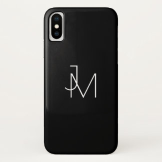 Moderne, minimale monogram zwart-wit iPhone x hoesje