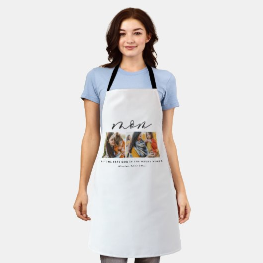 Moderne minimale multi-foetscriptmaangave schort (Gedragen)