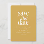 Moderne, minimale Mustard Yellow Simple Elegant Save The Date (Voorkant)