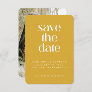 Moderne, minimale Mustard Yellow Simple Photo Save The Date