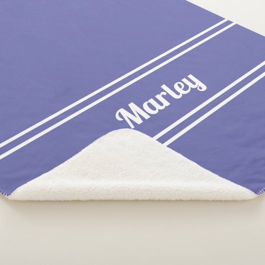 Moderne minimale naam Monogrammed Blue Sherpa Deken (3/4)