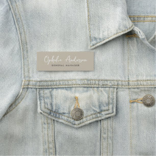 Moderne minimale natuurlijke script boho QRcode Naamplaatje