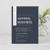 MODERNE MINIMALE NAVY WITTE KRAFT CONFERENTIE EVEN KAART (Staand voorkant)