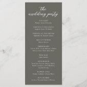 Moderne minimale Olive Gray Wedding Ceremony Progr (Achterkant)