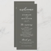 Moderne minimale Olive Gray Wedding Ceremony Progr (Voorkant / Achterkant)