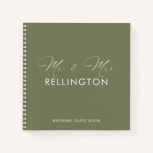 Moderne, minimale Olive Green Wedding Guest Book Notitieboek