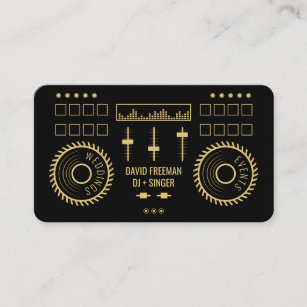 Moderne, minimale omzet voor zwart-gouden dj-muzie visitekaartje