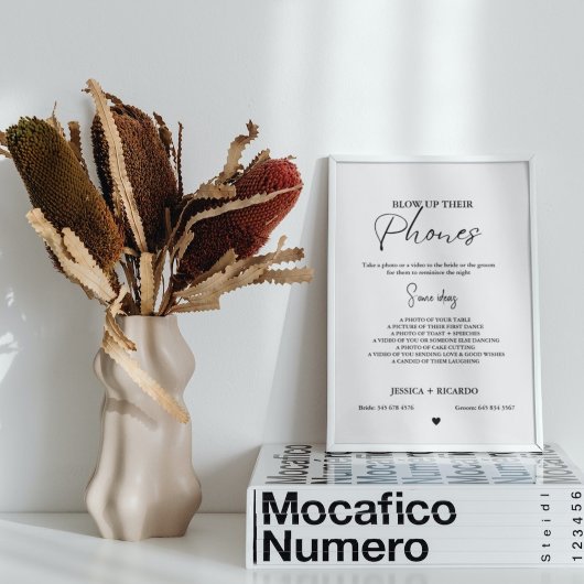 Moderne Minimale Opblazen hun telefoon bruiloft fo Poster