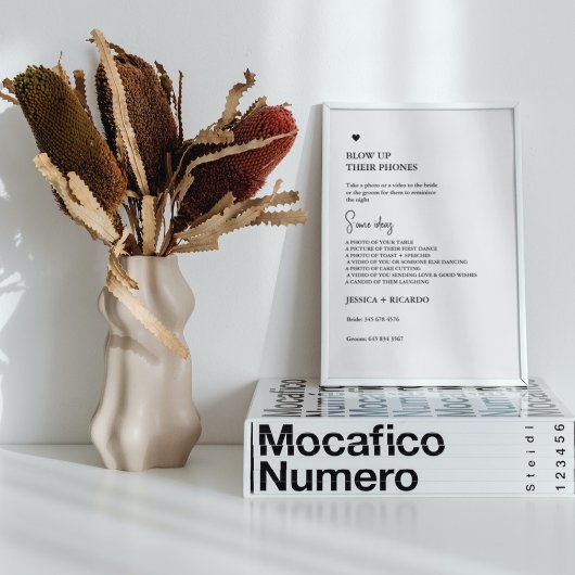 Moderne Minimale Opblazen hun telefoon bruiloft fo Poster