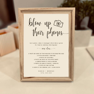 Moderne minimale opblazen hun telefoons bruiloft t poster