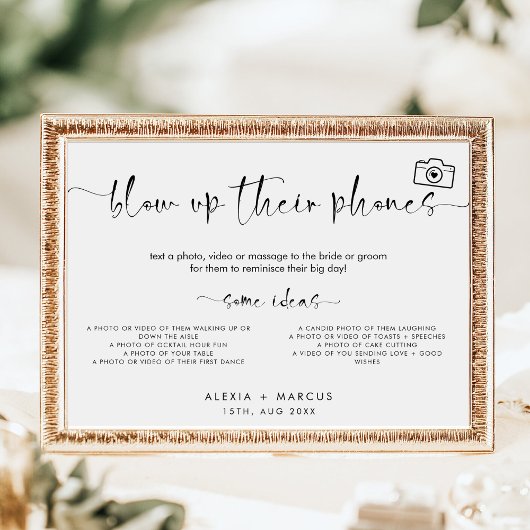 Moderne minimale opblazen hun telefoons bruiloft t poster