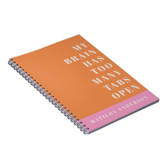 Moderne minimale oranje en roze typografie notitieboek (Rechterzijde)