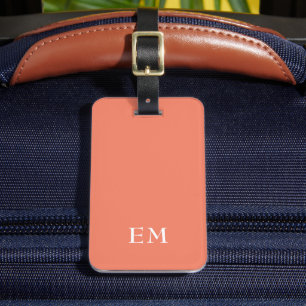Moderne minimale Oranje monogram Initialen Bagagelabel