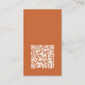 Moderne minimale Oranje verticale Logo QR-code Visitekaartje (Achterkant)