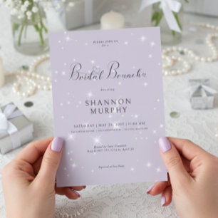 Moderne minimale Paarse Sparkle Bridal Brunch Kaart