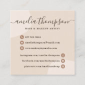 Moderne minimale pastel make-up en haar illustrati vierkante visitekaartje (Achterkant)