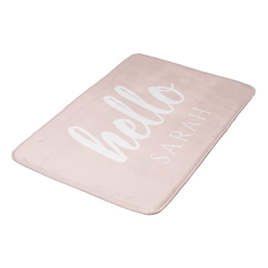Moderne, minimale Pastel Roze Hallo en u noemt Badmat (Gekanteld)